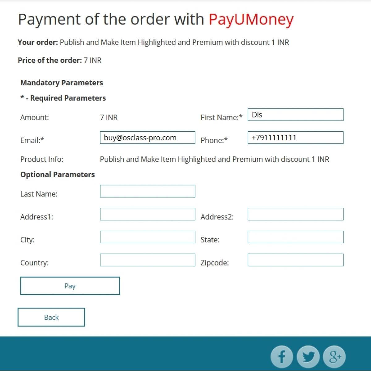 Payumoney Osclass Plugin - payumoney payumoney